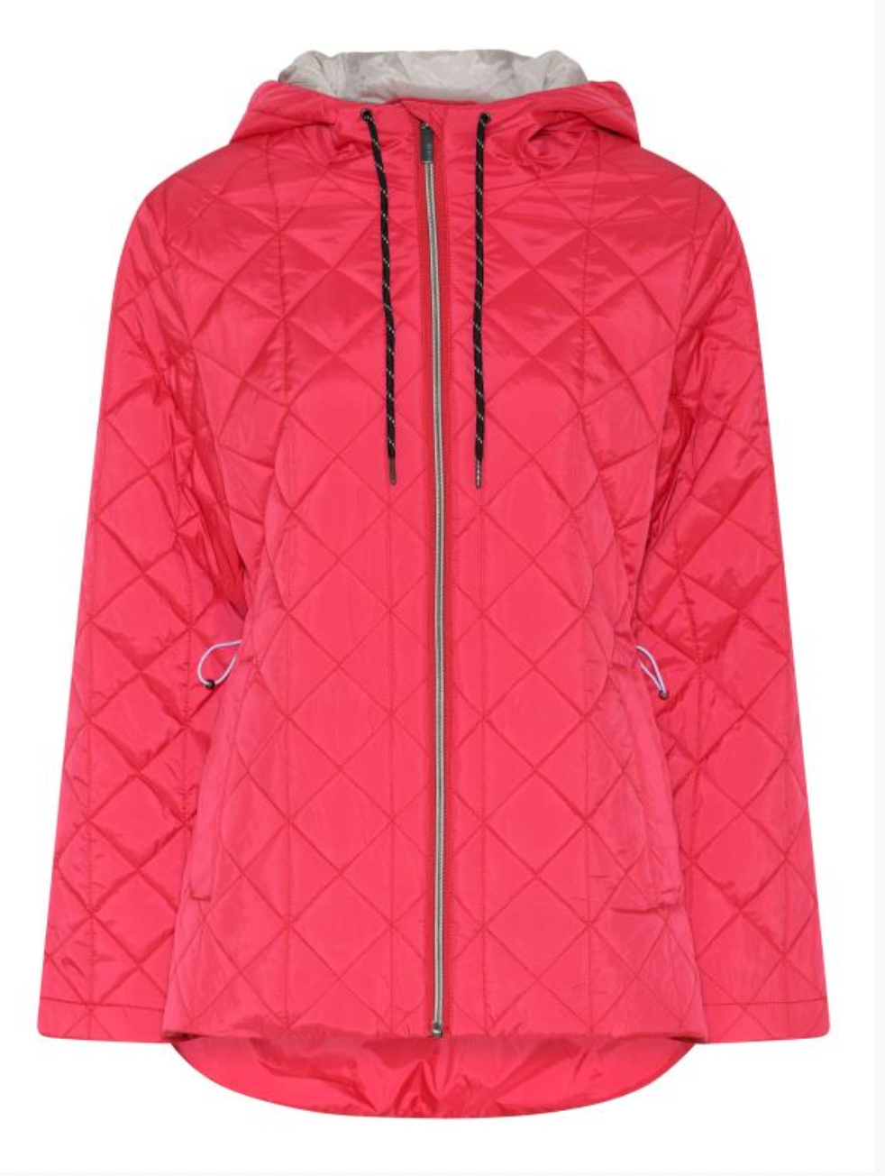 Red Quilted Zip Jacket With Hood