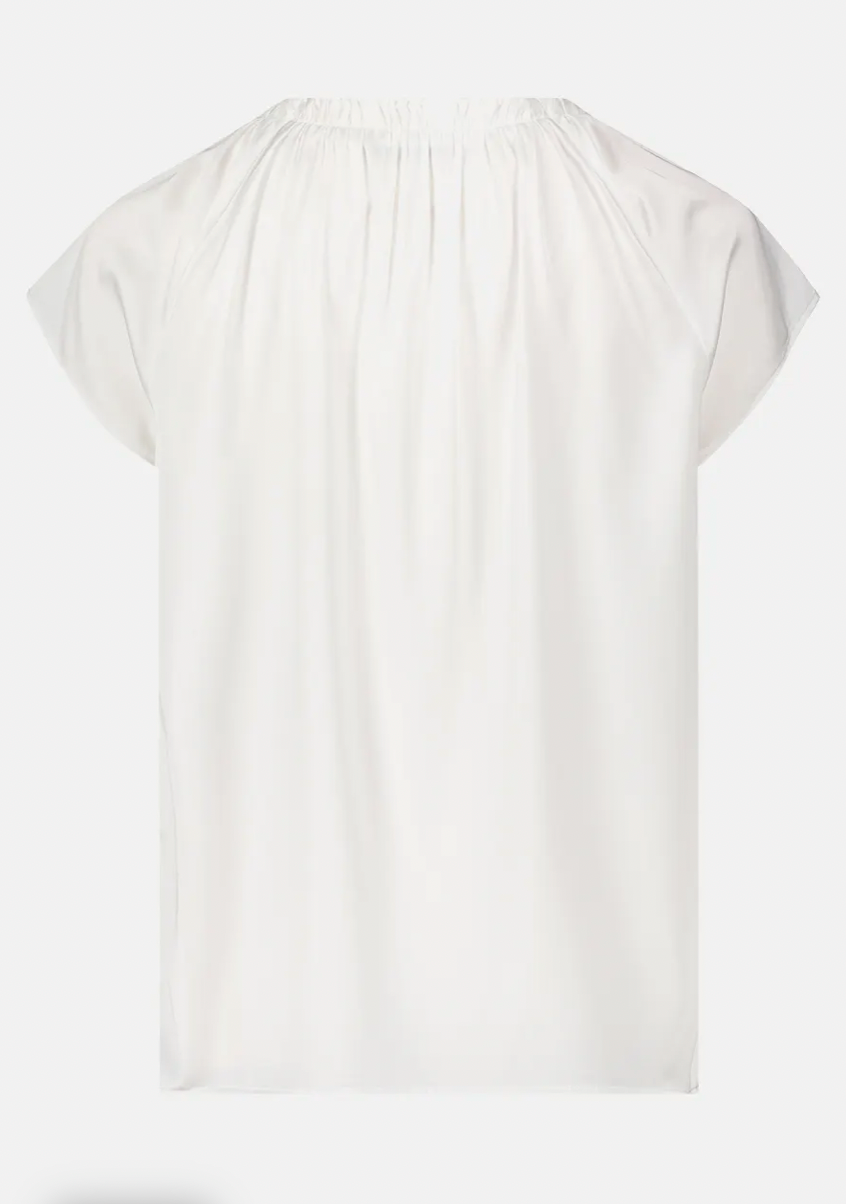 Off-white Round Neck Top With Silver Button