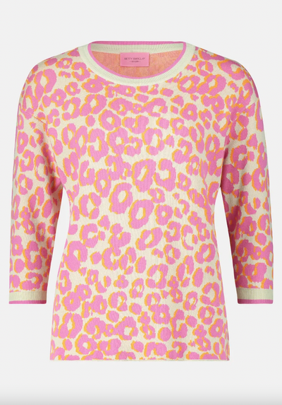 Pink and Orange Leopard  Print Jumper with Side Slits