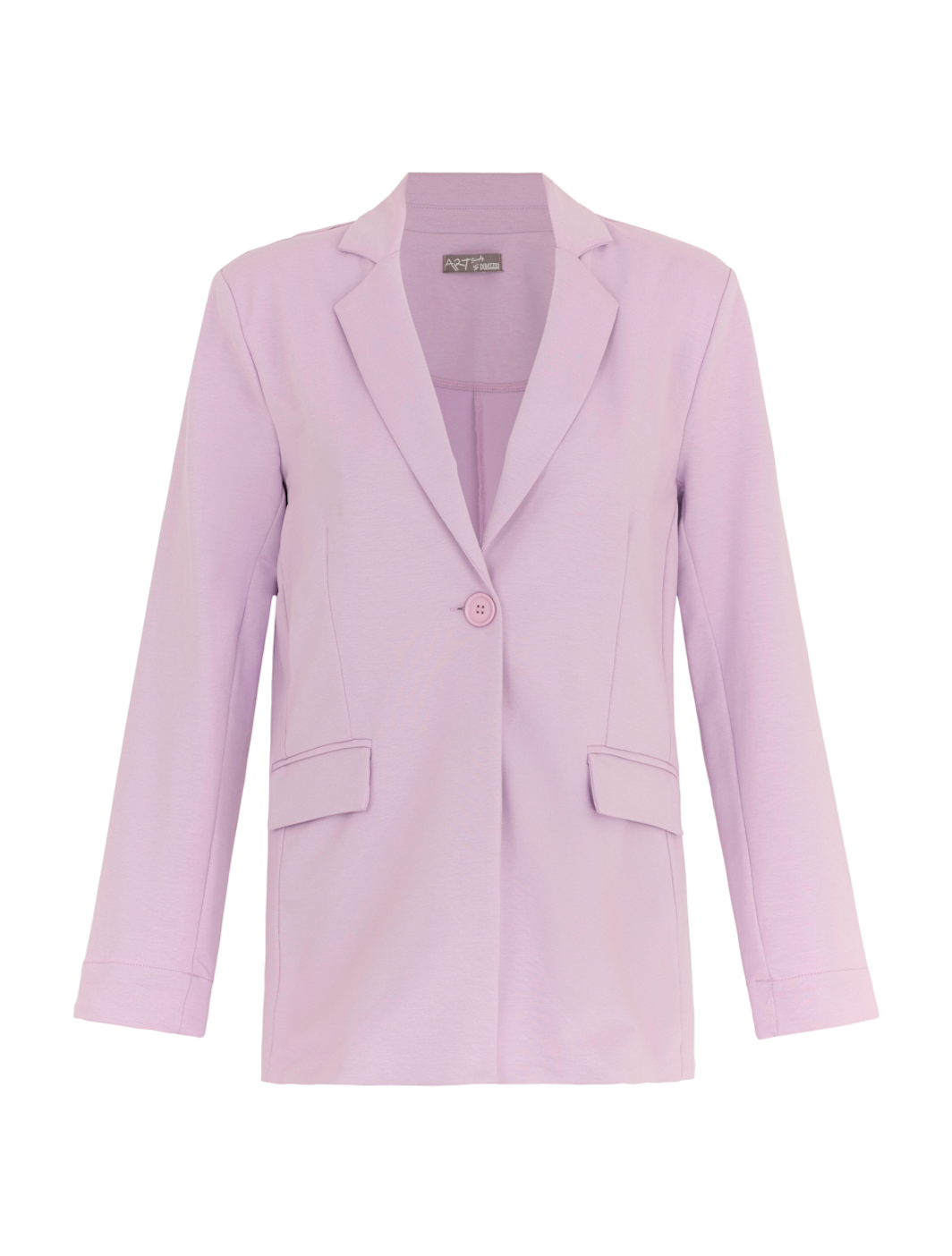 Long Lavender Blazer with Single Button & Front Pockets