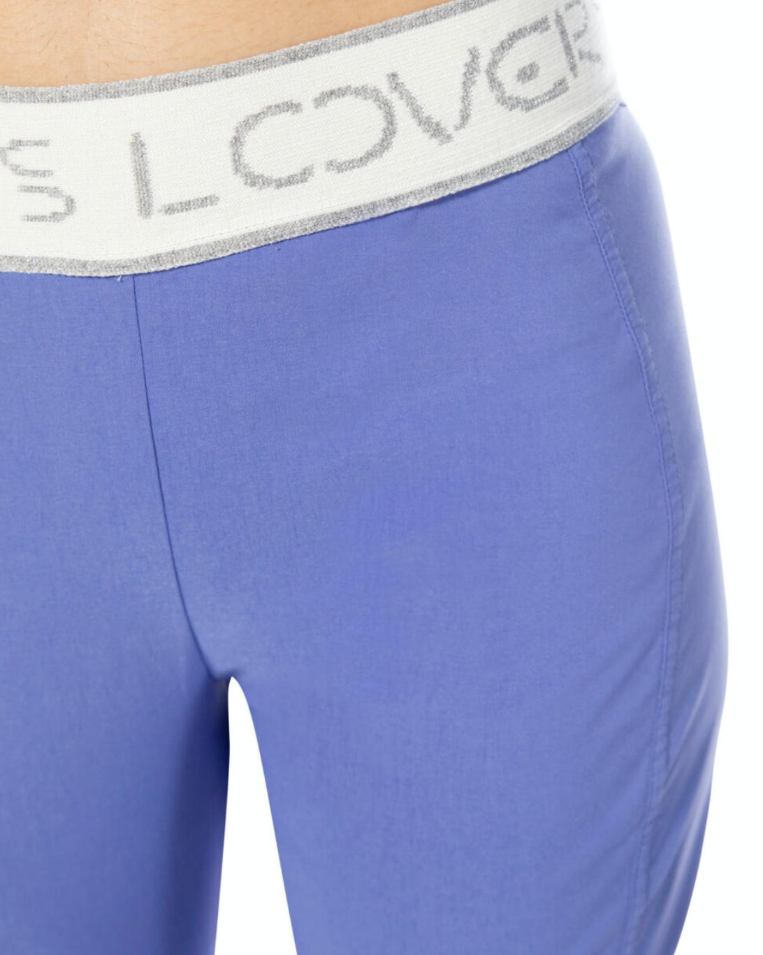 Light Blue Leggings With White Elasticated Waistband & Graphic Detailing