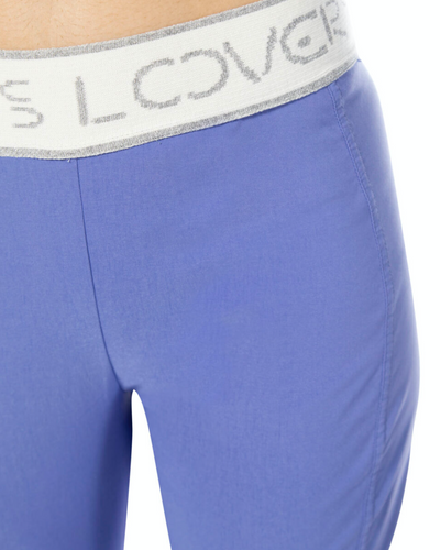 Light Blue Leggings With White Elasticated Waistband & Graphic Detailing