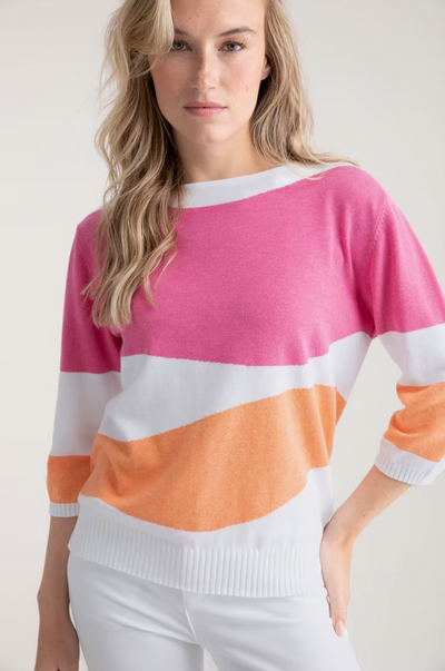 Pink, Orange & White Jumper With Elasticated Waist