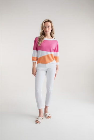 Pink, Orange & White Jumper With Elasticated Waist