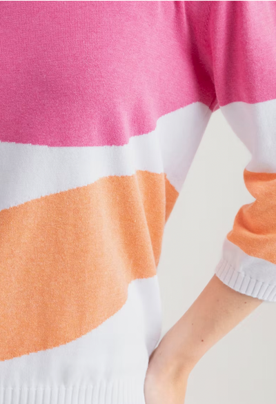 Pink, Orange & White Jumper With Elasticated Waist