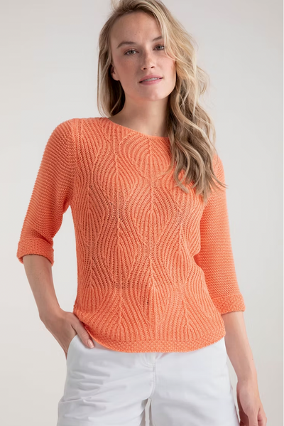 Orange Jumper With Textured Knit