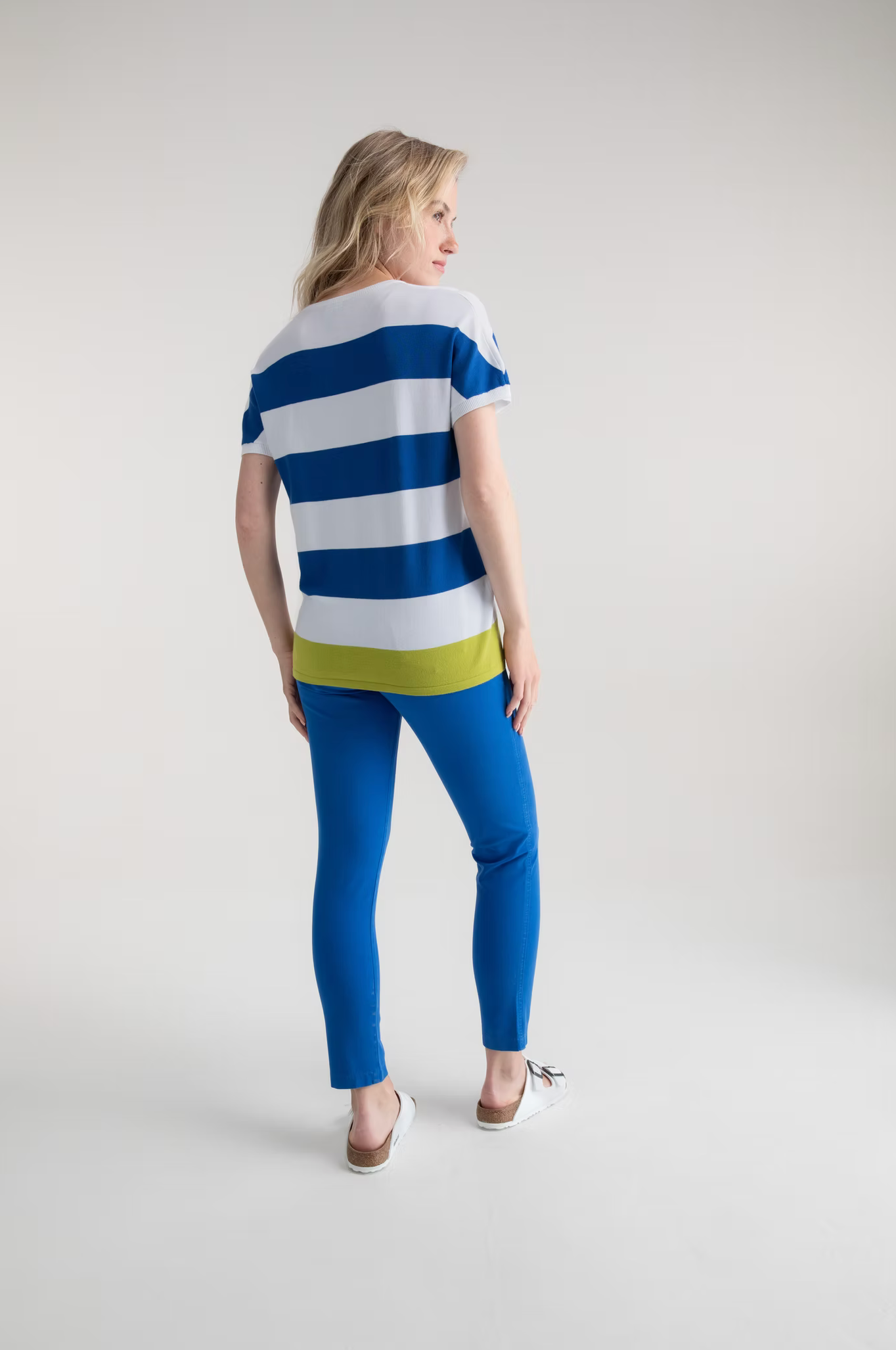 Blue, Lime & White Stripe Top