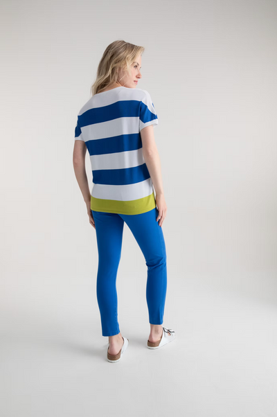 Blue, Lime & White Stripe Top
