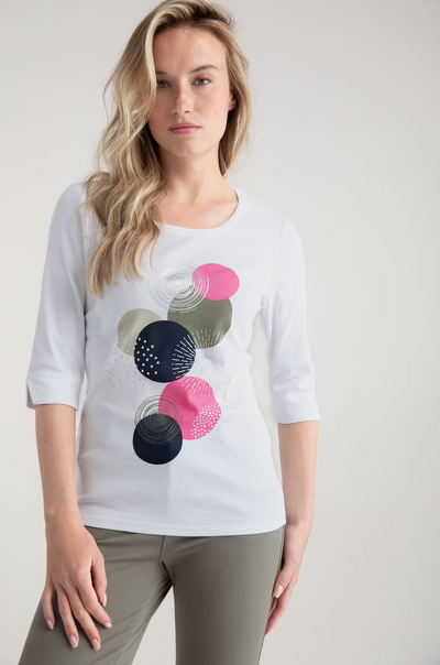 White Top With Circle Graphic Print