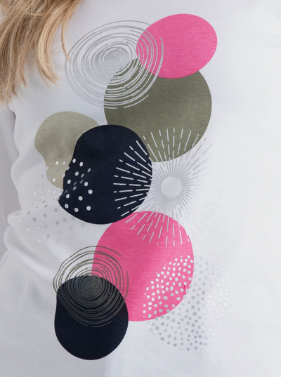 White Top With Circle Graphic Print