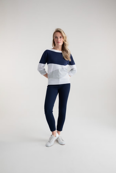 Navy & Grey Jumper With Elasticated Waist