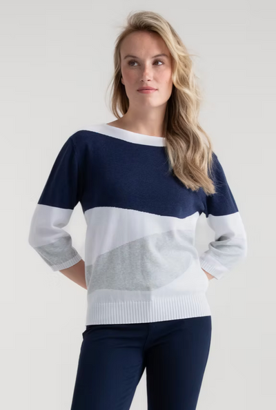 Navy & Grey Jumper With Elasticated Waist