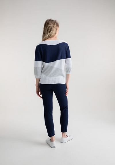 Navy & Grey Jumper With Elasticated Waist