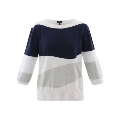 Navy & Grey Jumper With Elasticated Waist