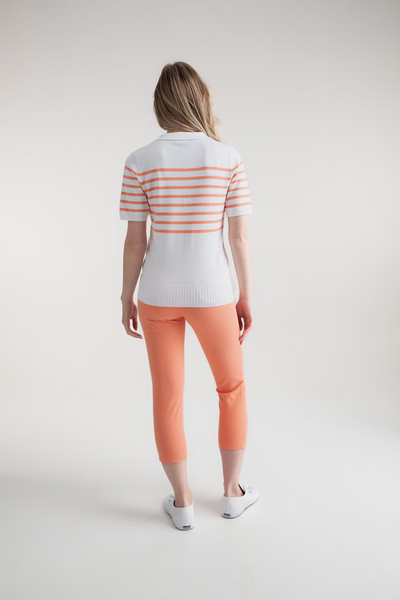 Orange & White Striped Polo Shirt