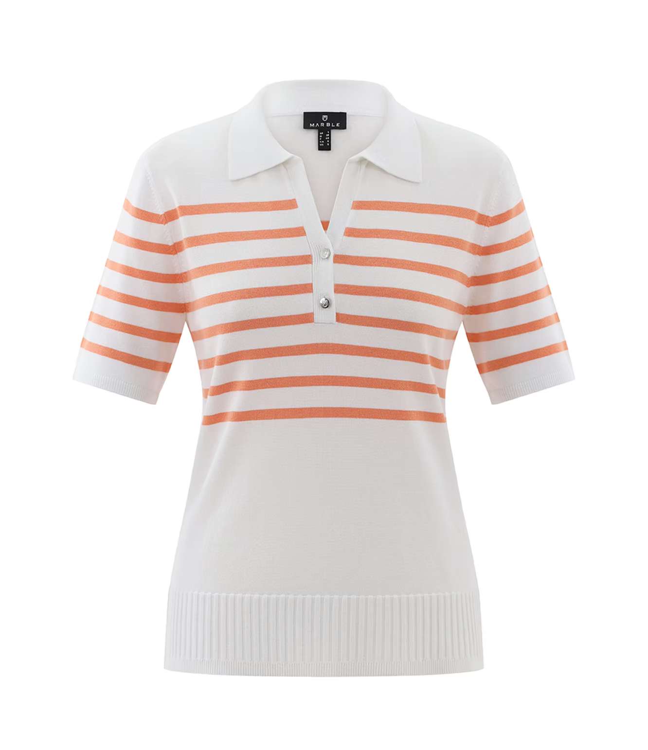 Orange & White Striped Polo Shirt