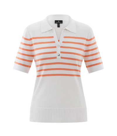 Orange & White Striped Polo Shirt