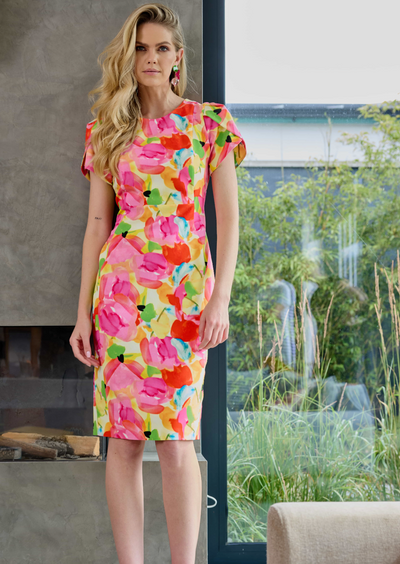 Garden Party Dress with Wrap Over Sleeve