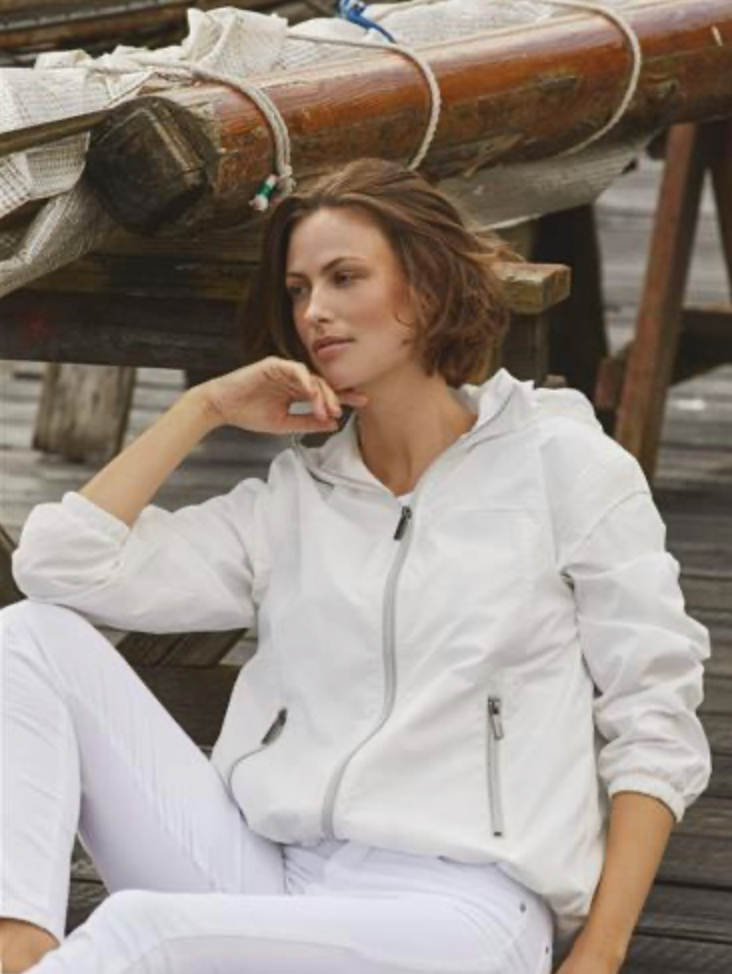 Off White Light Rain Zip Up Jacket