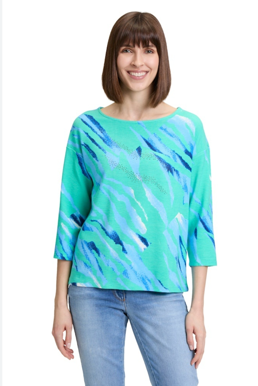 Turquoise and Blue Jumper with Diamond Detail