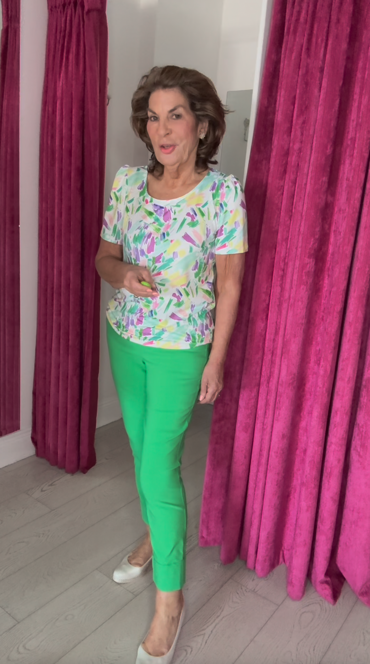 Summer Print Round Neck T-Shirt with Elasticated Waist