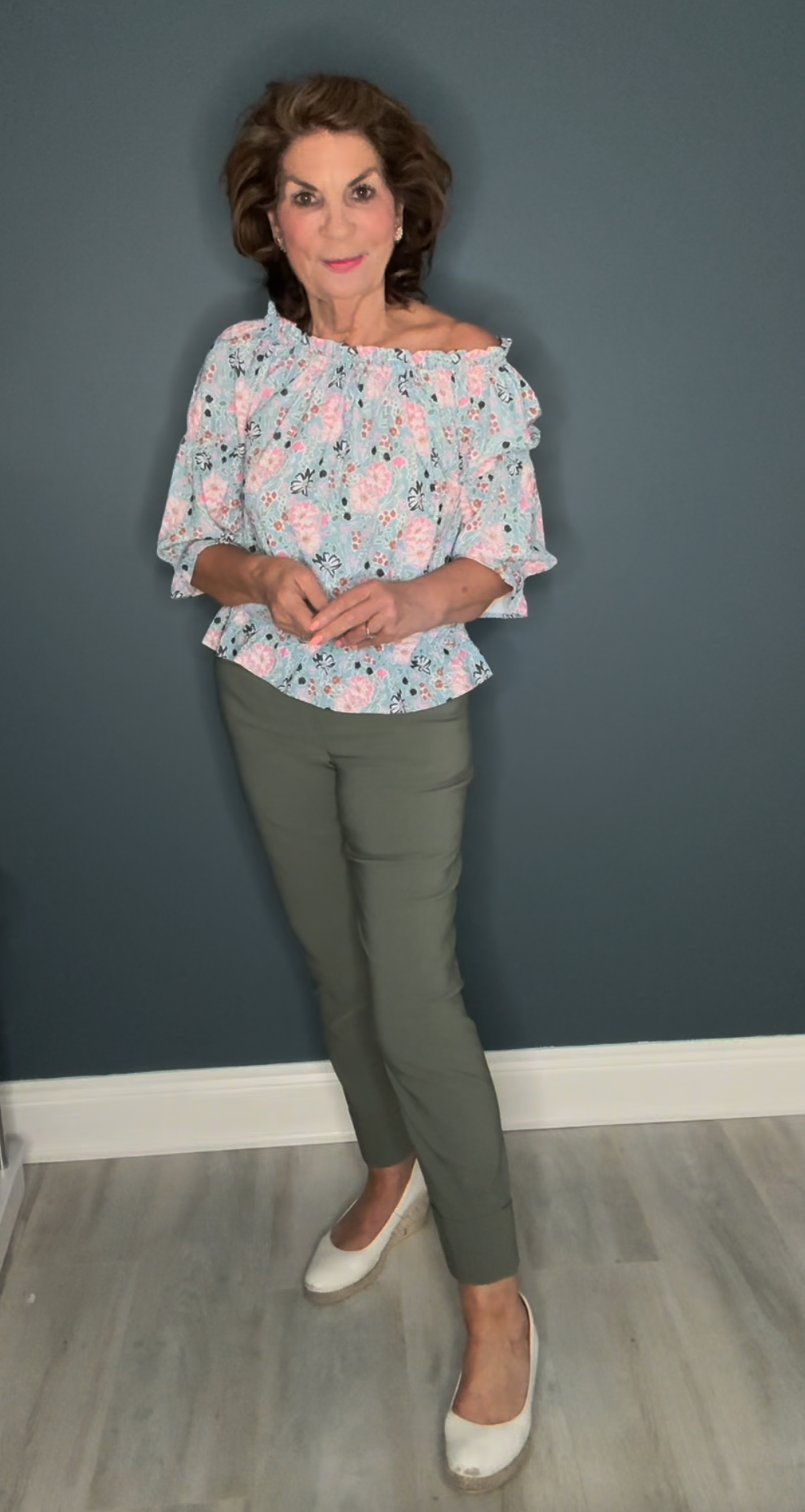 Daisy Floral Print Top With Frill Detailing