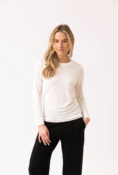 Classic Cream Long Sleeve Round Neck Top