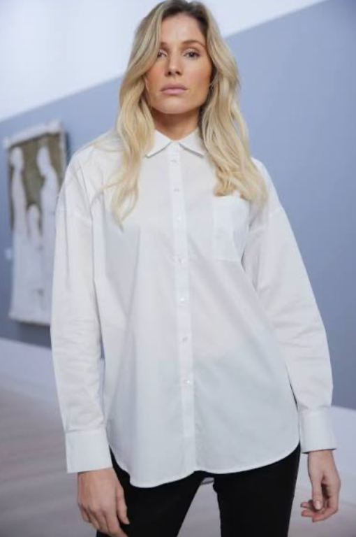 White V-Neck Top with Collar