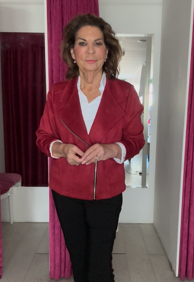 Deep Red Suedette Jacket
