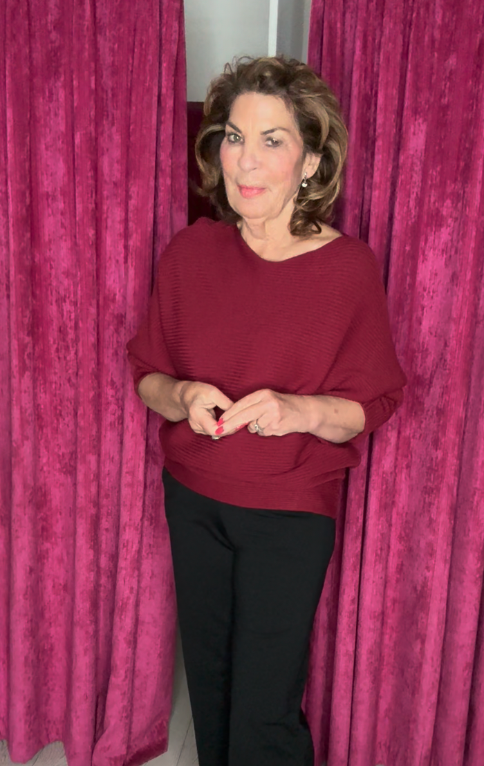 Bordeaux Knit Jumper with Batwing Sleeve