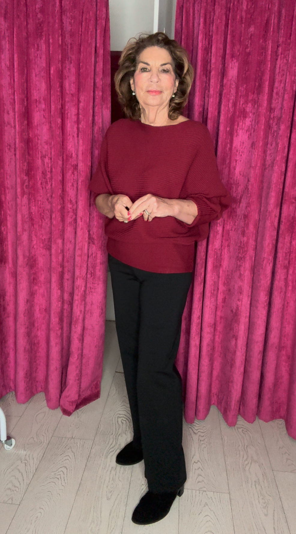 Black Trousers With Elasticated Waistband & Pockets