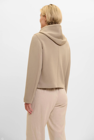 Dusty Khaki Double Breasted Jacket With Detachable Hood Collar