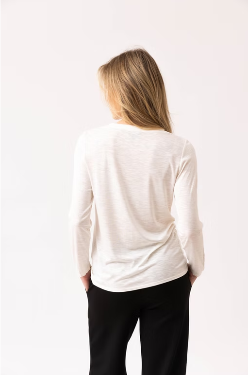 Classic Cream Long Sleeve Round Neck Top