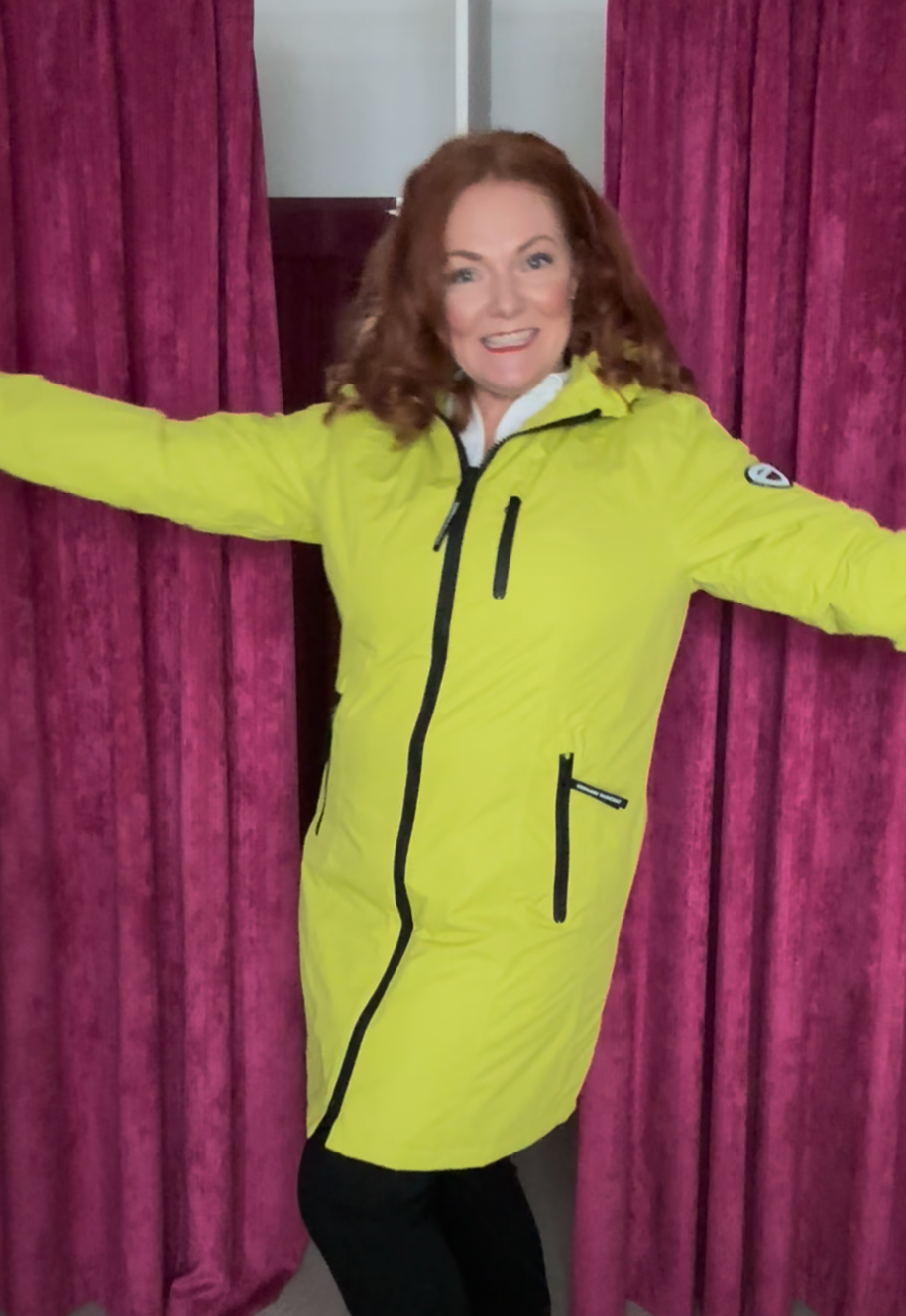 Vibrant Green Rain Zip Jacket with Hood