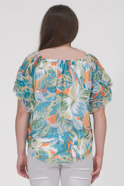 Pippa Gathered Round Neck Top With Tie Hem - Green