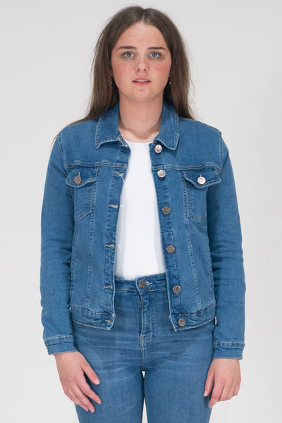 Teagan Classic Denim Jacket with Breast Pockets - Light Wash