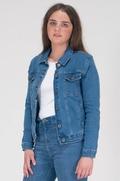 Teagan Classic Denim Jacket with Breast Pockets - Light Wash