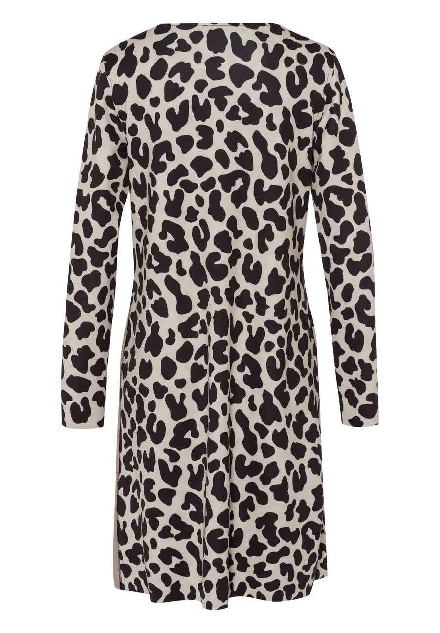 Brown, Red & Black Leopard Print Reversible Dress