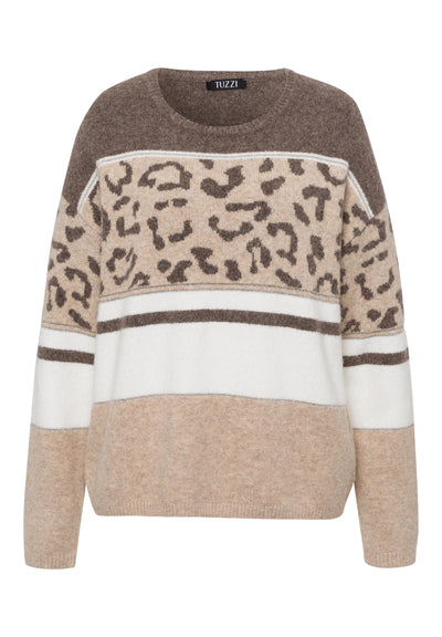 Beige and Leopard Knit Jumper