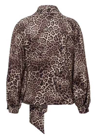 Animal Print Blouse with Pussy Bow Detail
