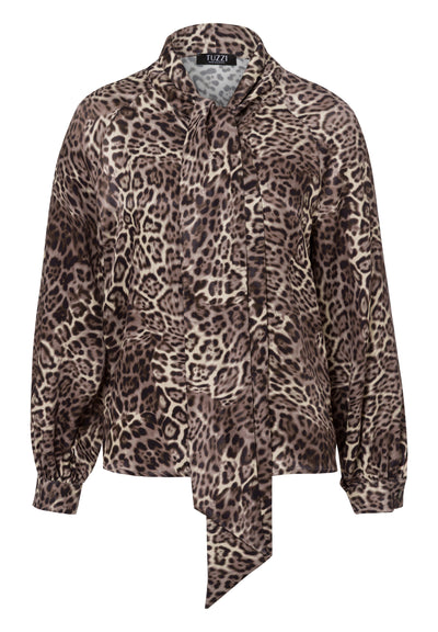 Animal Print Blouse with Pussy Bow Detail