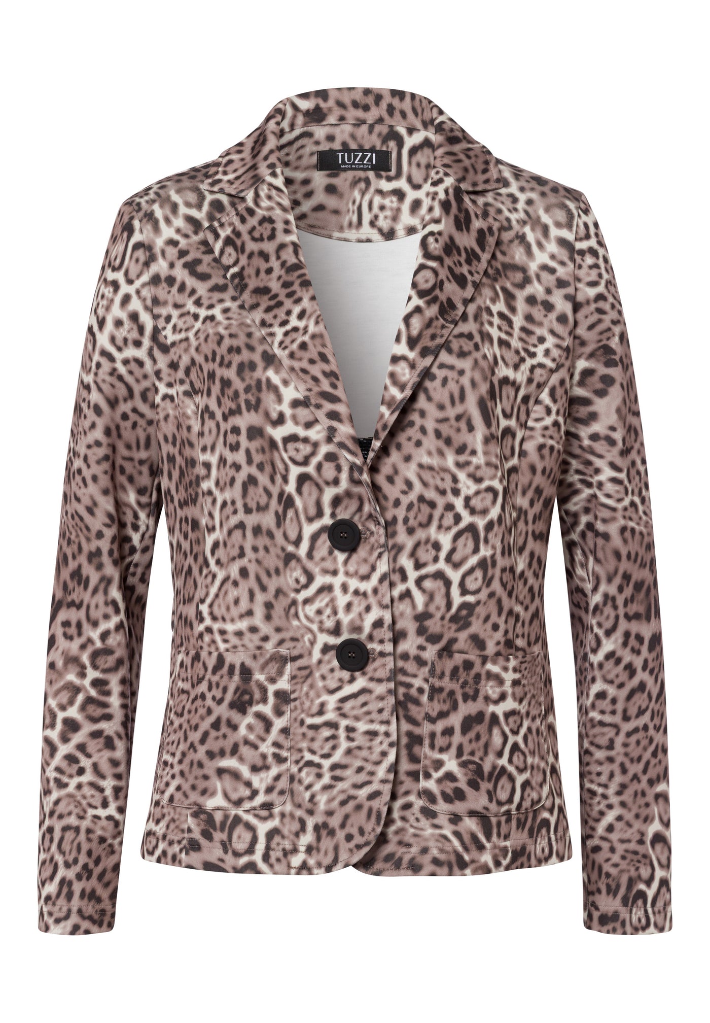 Leopard Double Breasted Blazer with Pocket Detail
