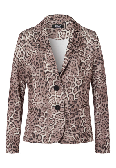 Leopard Double Breasted Blazer with Pocket Detail