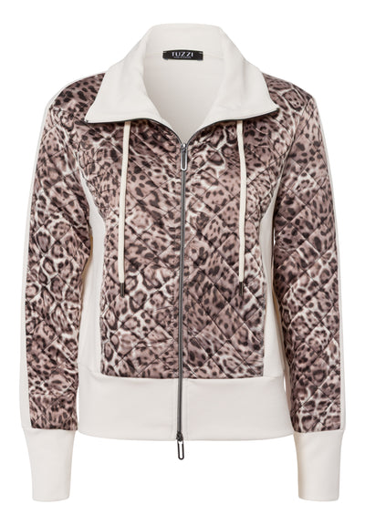 Animal Print and Cream Zip up Jacket