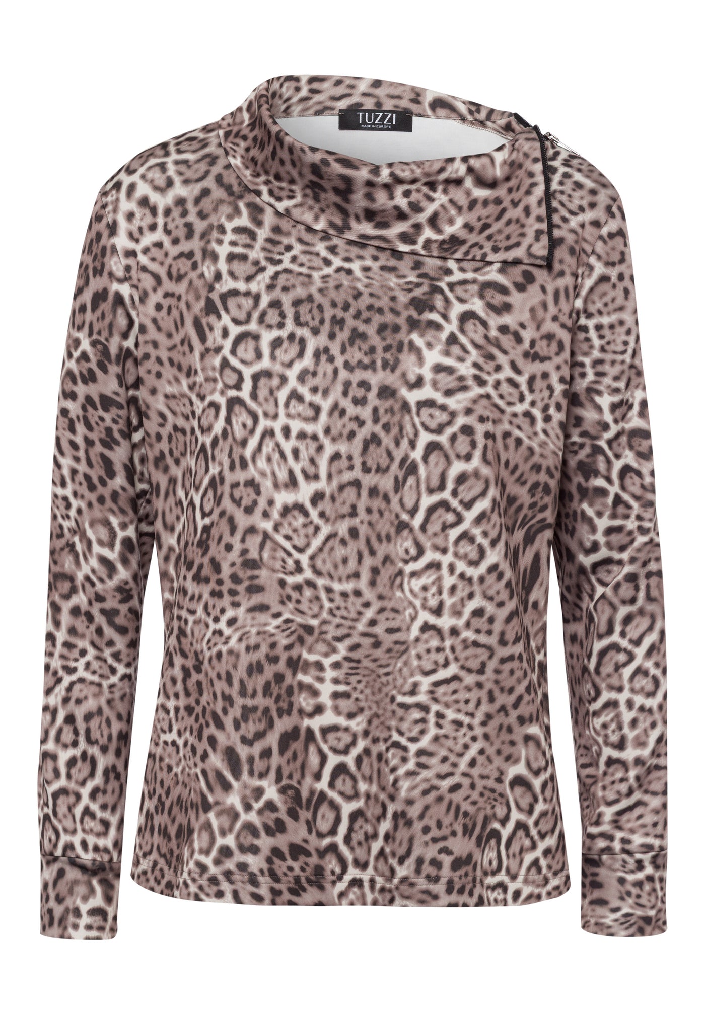 Leopard Jumper with Zip Detail on Collar