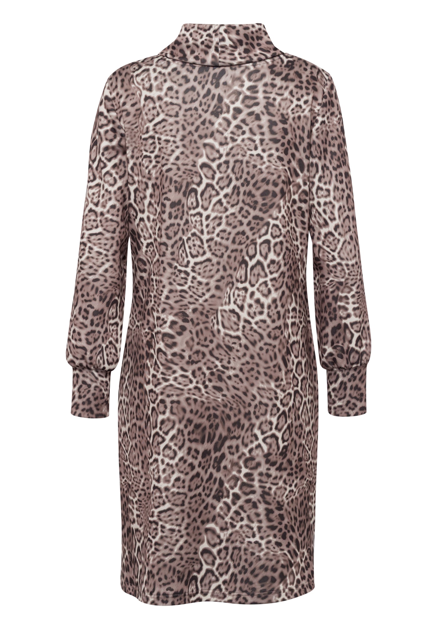 Leopard Dress with High Neck and Pocket Detail