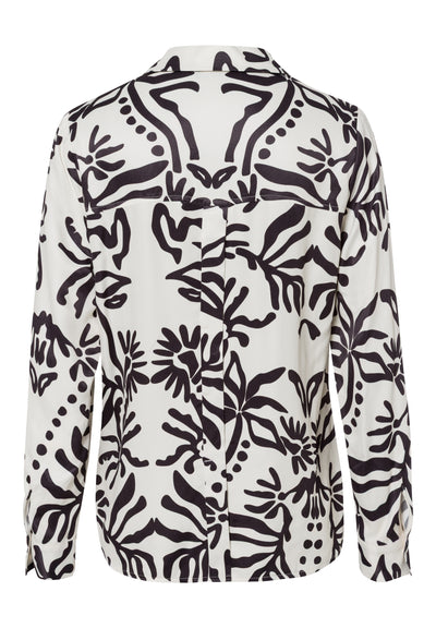 Black and Off-White Botanical Print Shirt