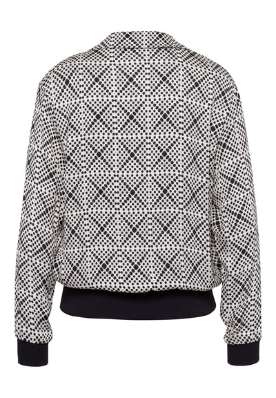 Black and Off-White V-Neck Wrap Effect Top
