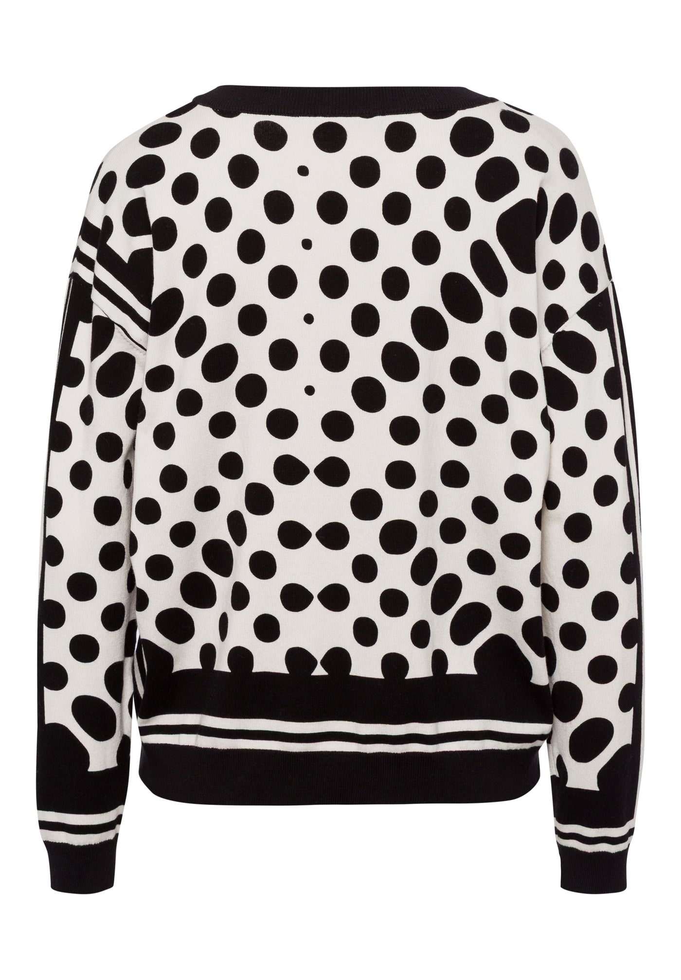 Black and Off-White Spotted Round Neck Jumper