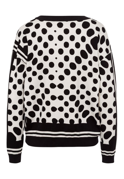 Black and Off-White Spotted Round Neck Jumper
